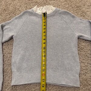 Divided Gray Lace Crew Neck Sweater Fine Knit